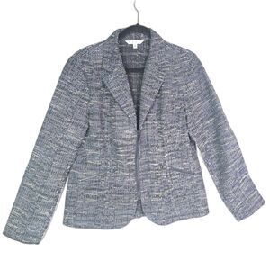 CAbi Blazer Blue Black 12 Textured Zip Front Jacket Tailored
